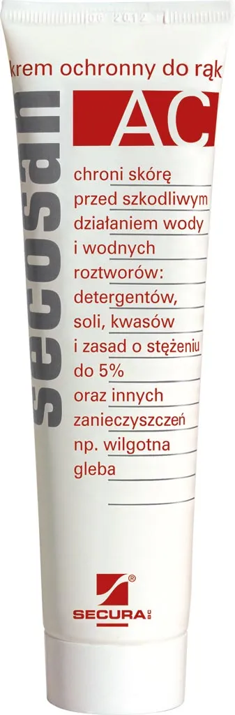 Opakowanie jest tubką kremu do rąk Secosan AC, który chroni skórę przed szkodliwymi czynnikami zewnętrznymi oraz wodą i detergentami, zwiększając jej odporność. Krem zawiera 5% d-panthenolu, zmniejsza ryzyko alergii.