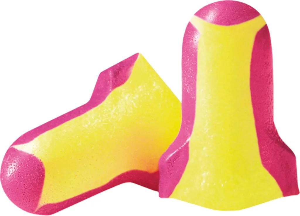 Zatyczki do uszu Laser Lite® LS500, kolorowe, żółto-różowe, wykonane z pianki. Przeznaczone do ochrony słuchu przed hałasem.