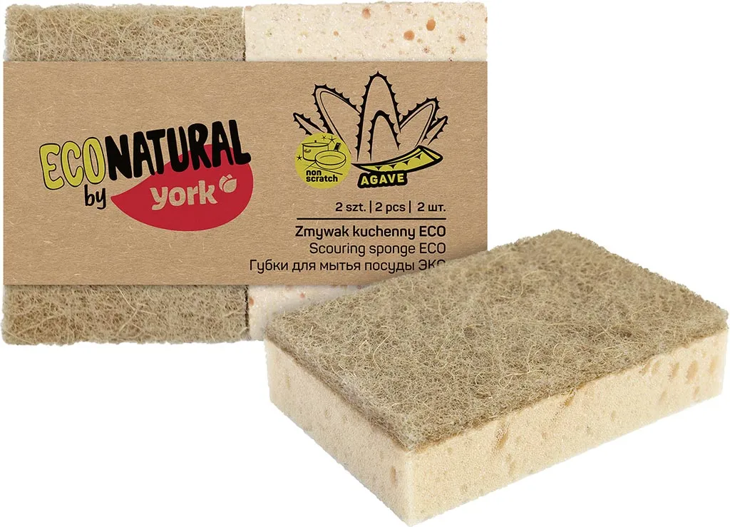 Zmywak kuchenny ECONATURAL, dwustronny, z naturalnych materiałów. Opakowanie zawiera 2 sztuki.