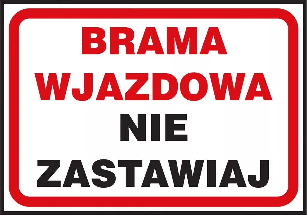 Czerwono-biały znak z napisem