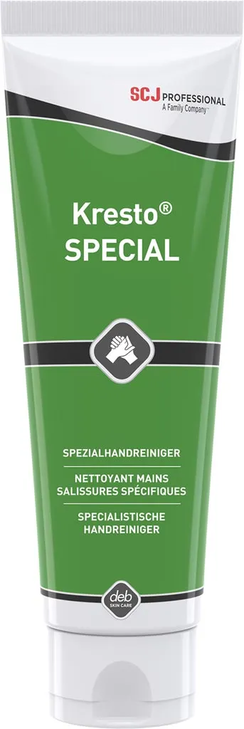 Opakowanie to zielono-biała tuba pasty Kresto Special Ultra, przeznaczonej do specjalistycznego czyszczenia dłoni. Produkt marki SC Johnson Professional.