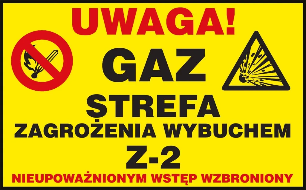 Żółty znak bezpieczeństwa z napisem