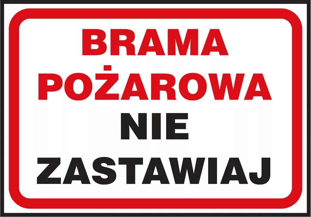 Znak ochrony przeciwpożarowej z napisem