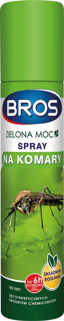Zielony spray na komary marki BROS, o nazwie