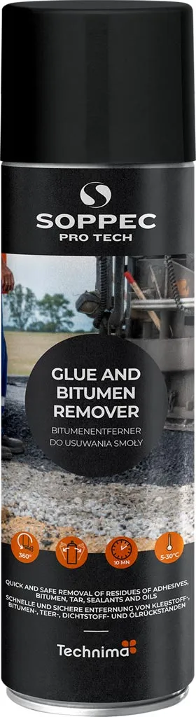 Spray do usuwania smoły marki SOPPEC, oznaczony jako