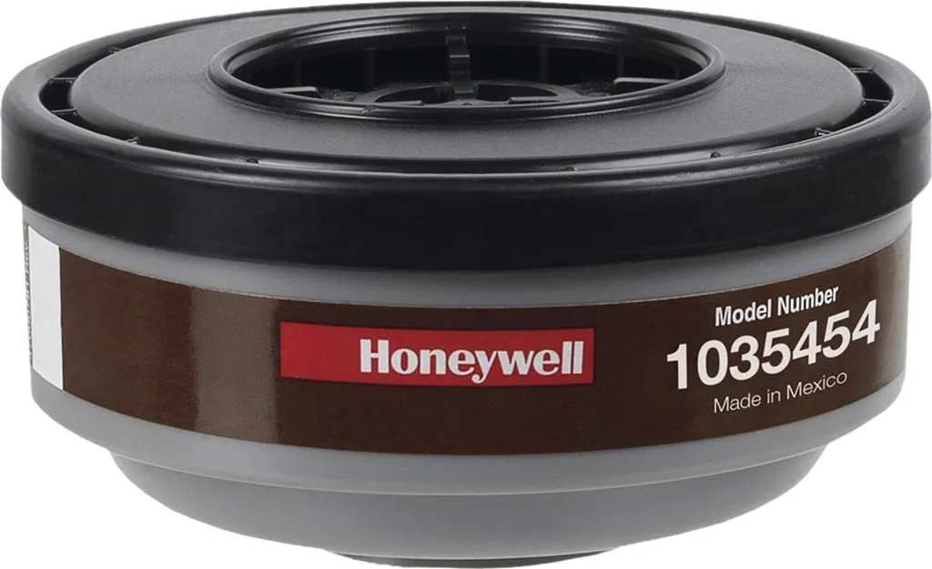 Cylindryczny pochłaniacz marki Honeywell, model 1035454, czarno-brązowy, wykonany w Szwecji.