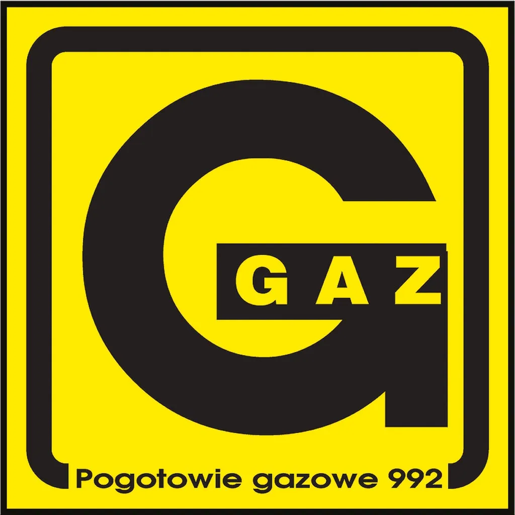 Znak bezpieczeństwa na żółtym tle z dużą literą