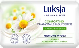 Kremowe mydło w kostce 90g Luksja, o zapachu rumianku i gliceryny, seria 