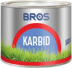 Okrągłe opakowanie produktu BROS Karbid, waga 500 g. Na etykiecie widoczna nazwa 