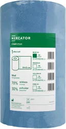 Niebieski rulon czyściwa Clean Max, 70% wiskozy, 30% poliestru, wymiary rolki: średnica 19 cm, długość rolki 275 m.