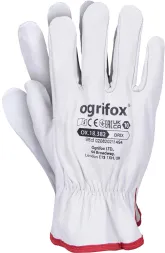 Rękawice ochronne Ogrifox model OX.18.382 DRIX, kolor biały, wykonane z syntetycznego materiału, rozmiar 10. Posiadają certyfikaty CE i EN 388.