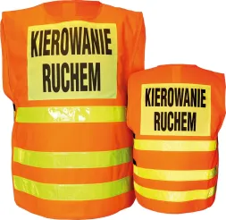 Pomarańczowa narzutka ostrzegawcza z napisem 