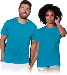 T-shirt ST2000 w kolorze turkusowym, o klasycznym kroju z krótkimi rękawami, dostępny w wersji męskiej i damskiej.