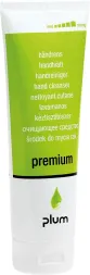 Środek do mycia rąk marki Plum, wariant Premium, w tubce. Produkt zawiera dodatek olejku eterycznego z drzewa herbacianego i rumianku.