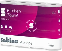 Opakowanie ręczników papierowych Clou Prestige zawiera 3 rolki. Produkt jest oznaczony jako 