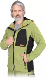 Bluza z polaru NEW AGE w kolorze zielonym, z czarnymi wstawkami. Posiada zamek błyskawiczny, kieszeń na piersi oraz boczne kieszenie. Wyposażona w regulowany kaptur i elementy kontrastowe.