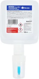 Płyn dezynfekujący Merida Polana DDR+ w białej butelce z dozownikiem, służący do dezynfekcji rąk. Opakowanie 600 ml. Zawiera substancje biobójcze.