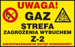 Żółty znak bezpieczeństwa z napisem 