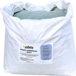 Opakowanie zawiera sorbent sypki uniwersalny marki 4safety, zawartość opakowania to 20 kg. Opakowanie jest białe z niebieskim i czarnym tekstem, przedstawia informacje o produkcie.