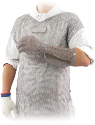 Fartuch ochronny Niroflex 2000 Bolero wykonany z metalowej siatki, zaprojektowany by chronić tors i ramiona, z rękawem sięgającym łokcia.