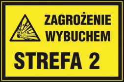 Żółty znak ostrzegawczy z czarnym tekstem 