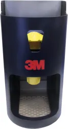 Dozownik wkładek przeciwhałasowych One Touch Pro™ marki 3M w kolorze granatowym z widocznym logo producenta na przedniej ściance. Urządzenie wyposażone jest w otwór do wydawania żółtych wkładek przeciwhałasowych.
